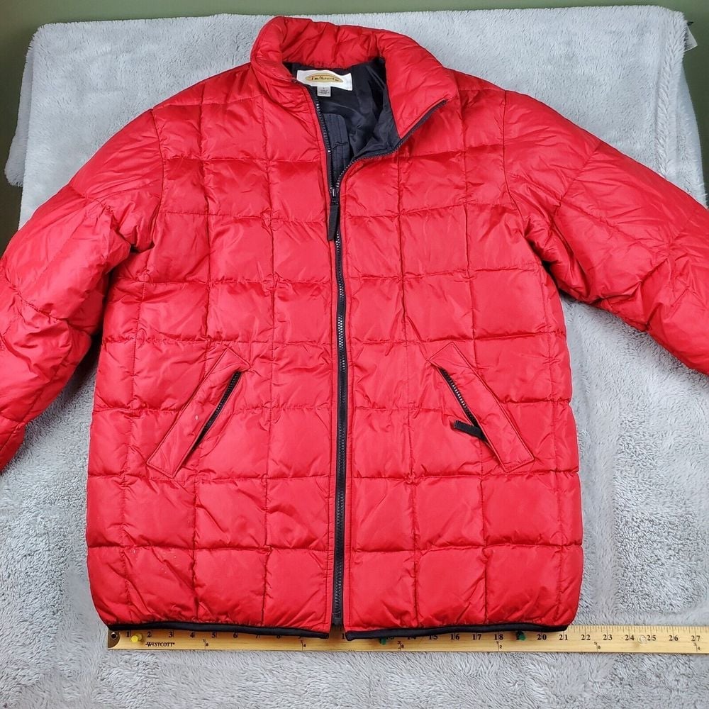 Talbots Down Quilted Puffer Jacket Sz L (Mens??) Red Full Zip Winter Coat Parka