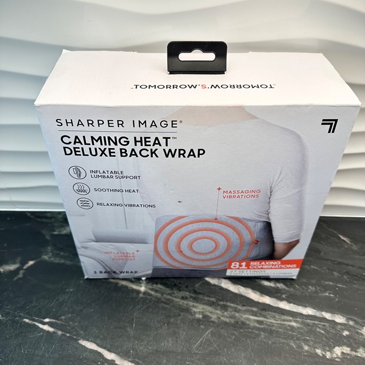 Sharper Image Calming Heat Deluxe Back Wrap 27 Setting 3 Heat 9 Massage 3 Lumbar