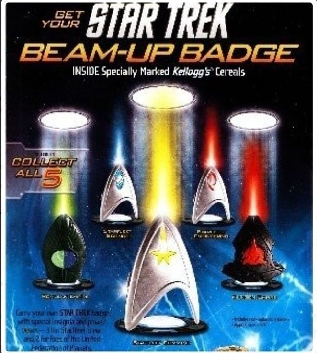 Kellogg's Cereal 2009 Star Trek Beam Me Up Badges - Complete Set of 5 #2