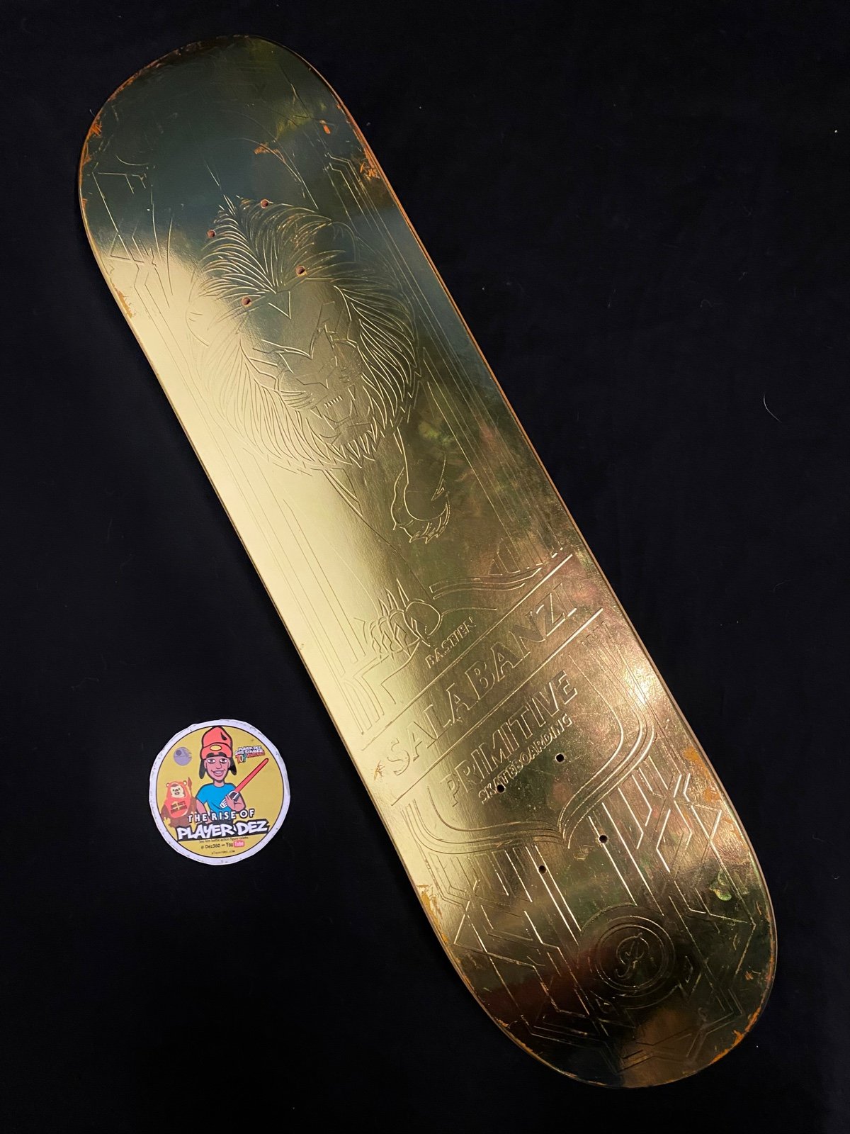 RARE Bastien Salabanzi Primitive Gold Lion Spirit Animal Skateboard Deck