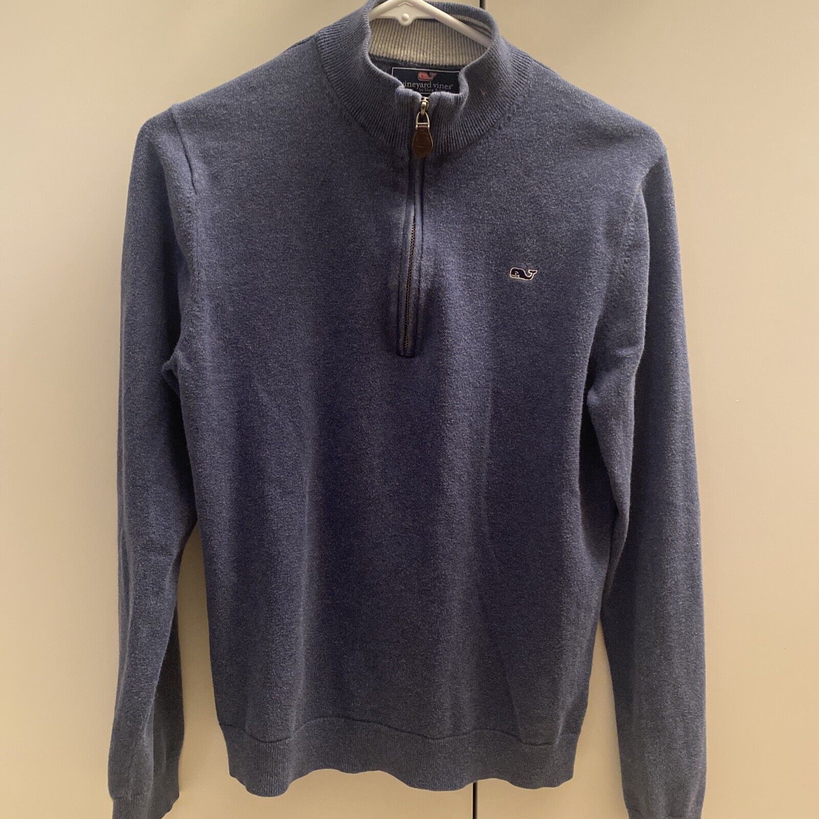 Vineyard Vines Boys XL 18 Blue Pullover Sweater Quarter Zip Whale Logo
