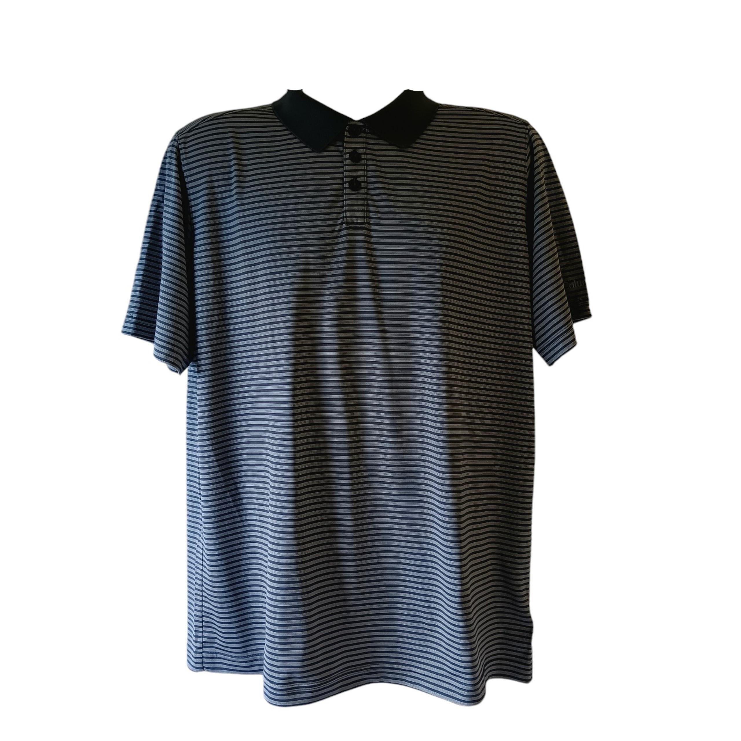 Columbia men's gray on gray pinstripe short-sleeve golf polo shirt size L