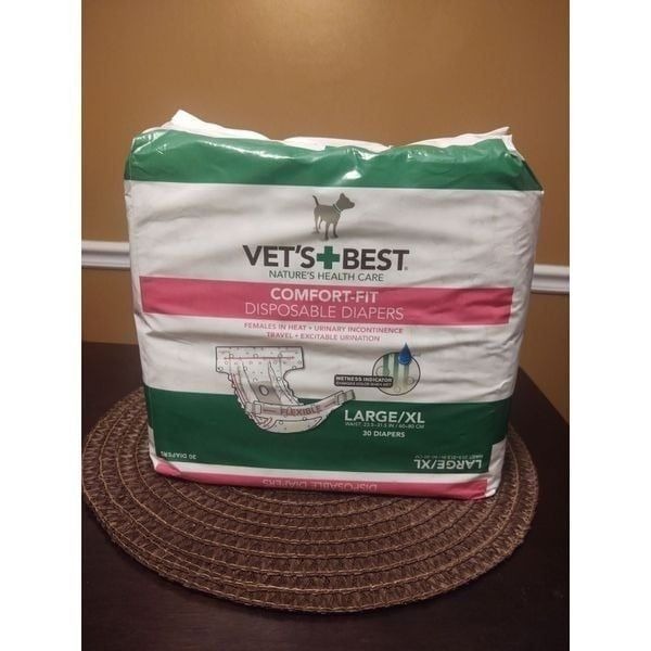 Vet's Best Comfort Fit Dog Diapers Disposable Large/X-Large (Pack of 30)