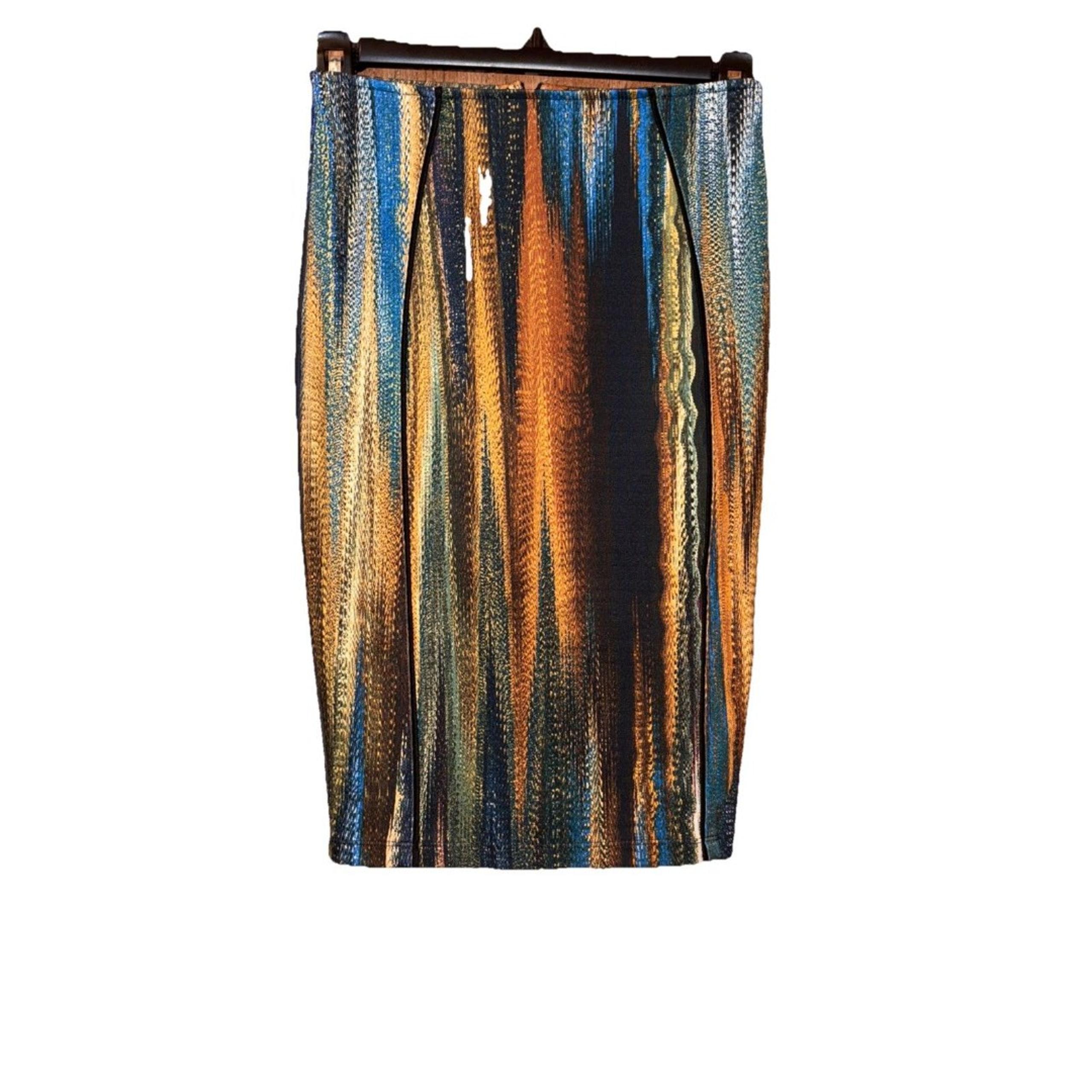 H&M Women’s Pencil Skirt Multicolor Abstract 21” Straight Stretch Size XS