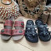 Lot 2 Abeo Womens 9N Bio System Slide Slip On Sandals Red/Black Leather Strappy