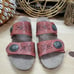 Lot 2 Abeo Womens 9N Bio System Slide Slip On Sandals Red/Black Leather Strappy