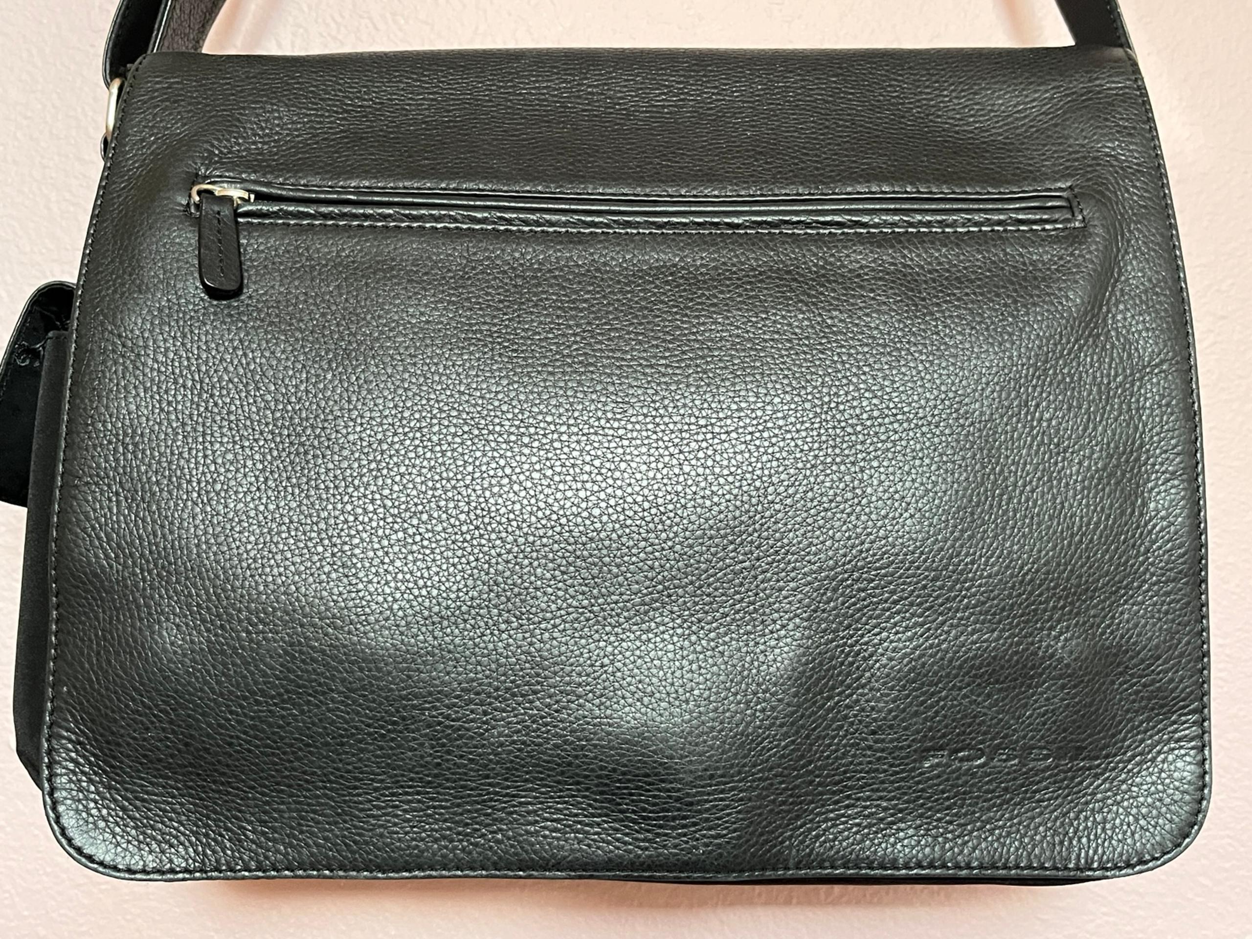 Fossil Black Leather / Nylon Messenger Bag EUC