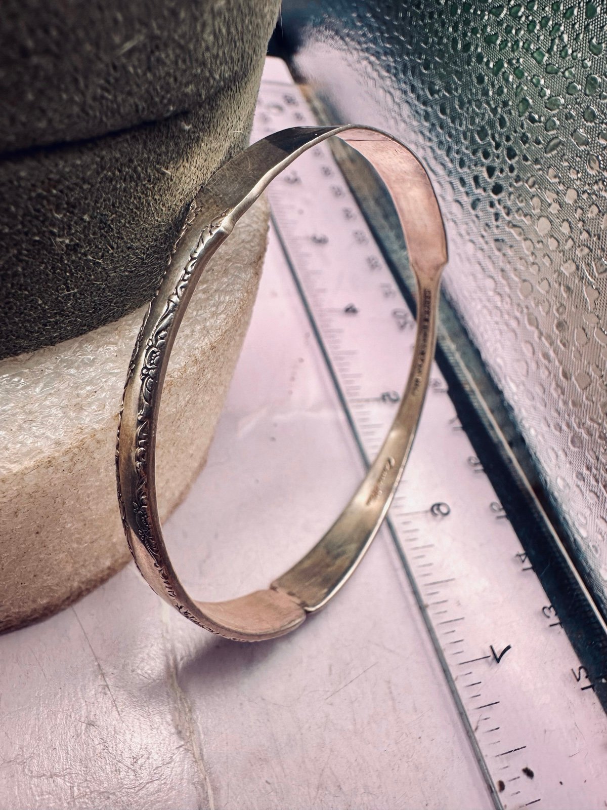 Antique Sterling Gorham Camellia pattern Bangle Style Bracelet