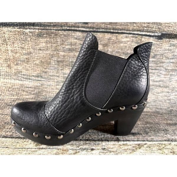 Pedro Garcia Womens Black Leather Studded Pull On Bootie Boots Size 38.5