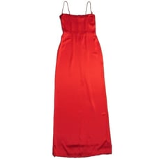 NWT Reformation Frankie in Tango Red Silk Satin Side Slit Maxi Column Dress 4