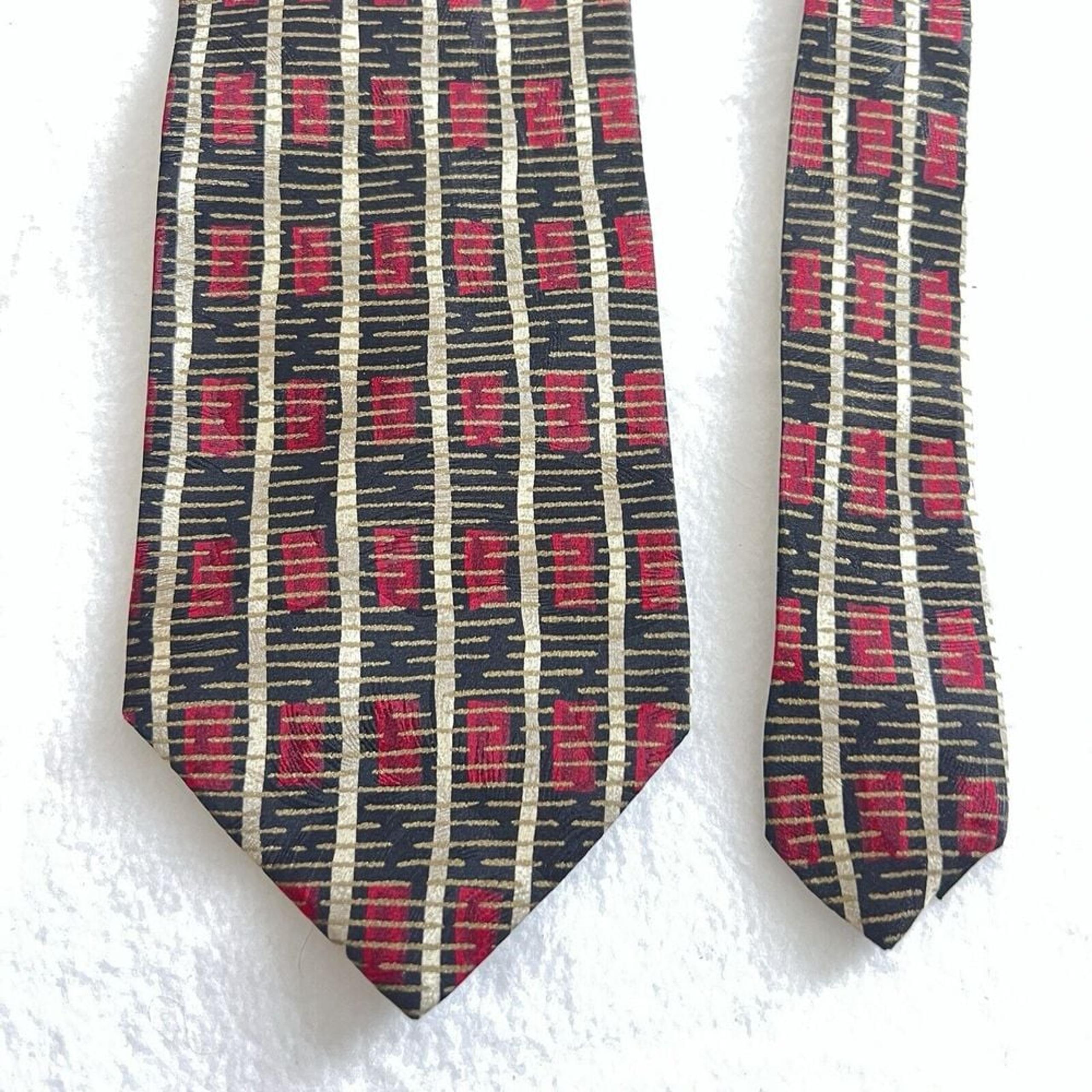 100% Silk Tie Italian Striped Pattern Necktie Red & Black - J. Ferrar
