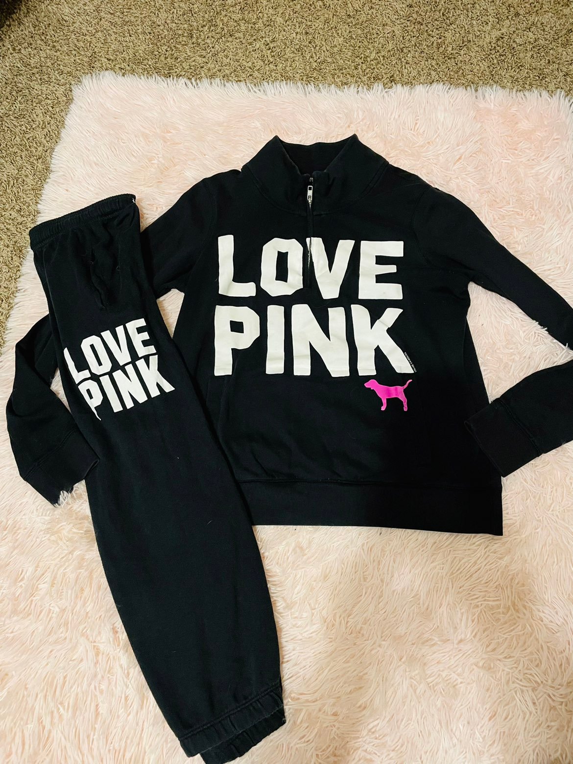 VS PINK black white outfit jogger pullover set bundle