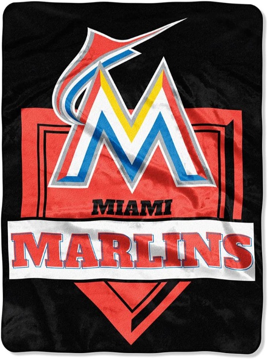 Miami Marlins Home Plate Raschel Throw Blanket 60 x80