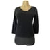 Neiman Marcus Cashmere Black Top Knit Sweater 3/4 Sleeve Silk Trim V Neck S