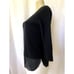 Neiman Marcus Cashmere Black Top Knit Sweater 3/4 Sleeve Silk Trim V Neck S