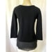 Neiman Marcus Cashmere Black Top Knit Sweater 3/4 Sleeve Silk Trim V Neck S