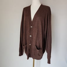 Vintage Neiman Marcus Exclusive Wool Silk Cashmere Cardigan V-Neck Brown Men XL
