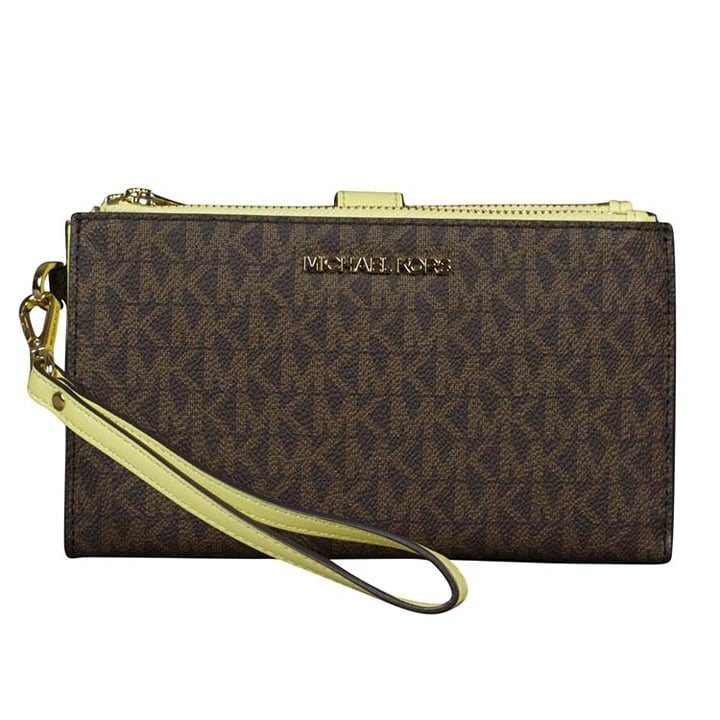 Michael Kors Double Zip Wristlet Wallet in Brown Buttercup - NWT - Retail 198