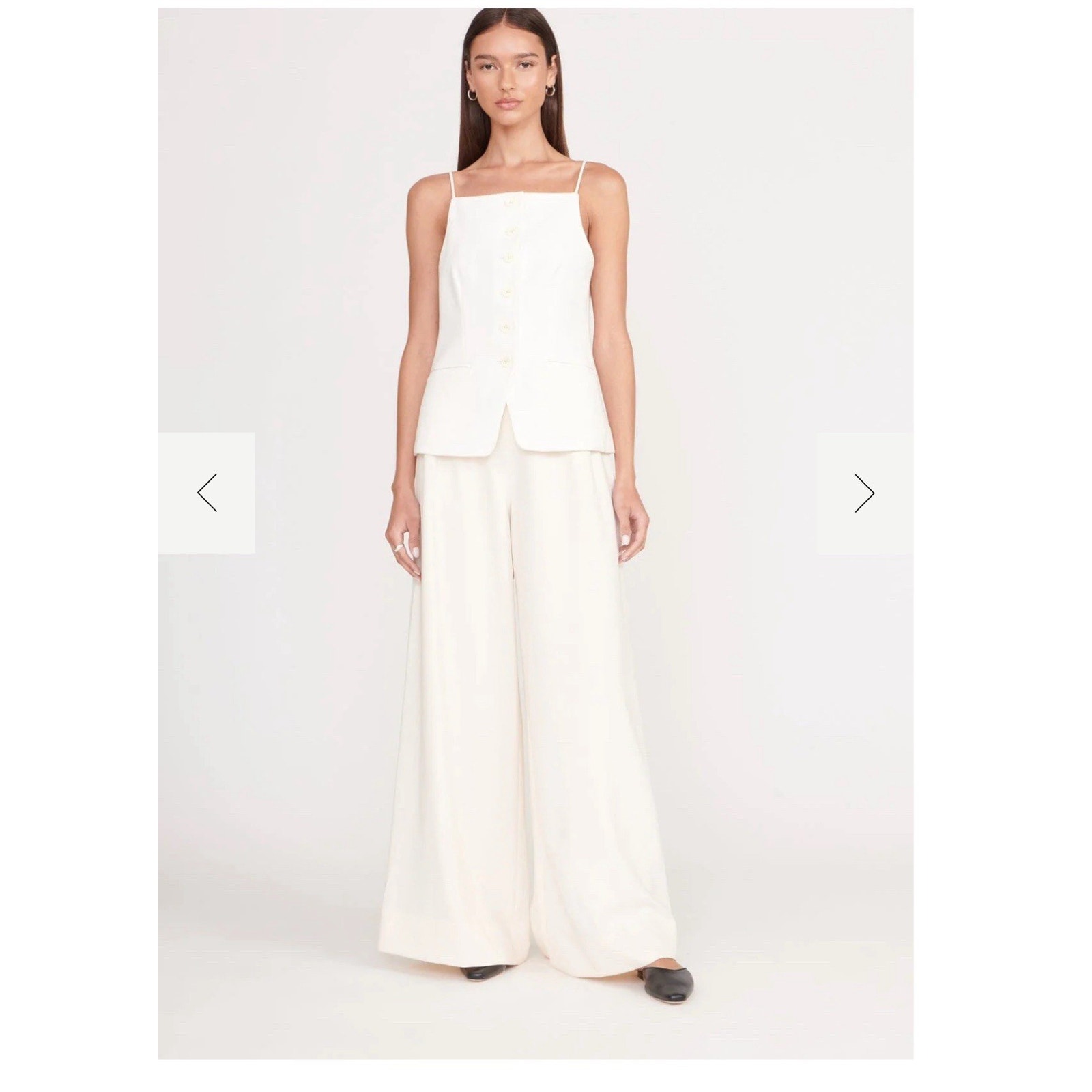 Staud Caleb Wide Leg Pants In Ecru Sz 6 Tailored Office Siren Minimalist Preppy