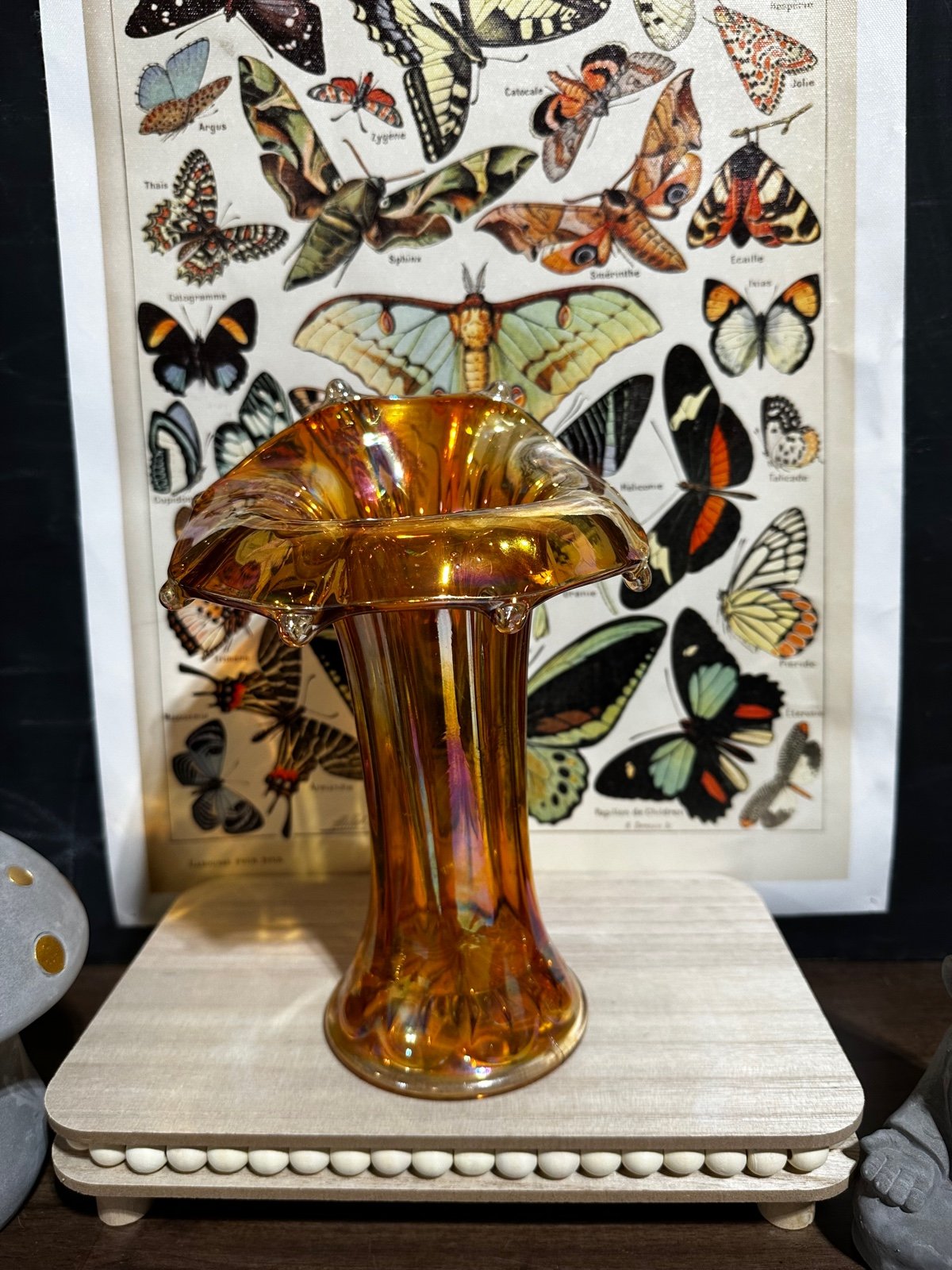 Imperial Carnival Glass Marigold Jack In the Pulpit Style Vase 9 Inches Tall