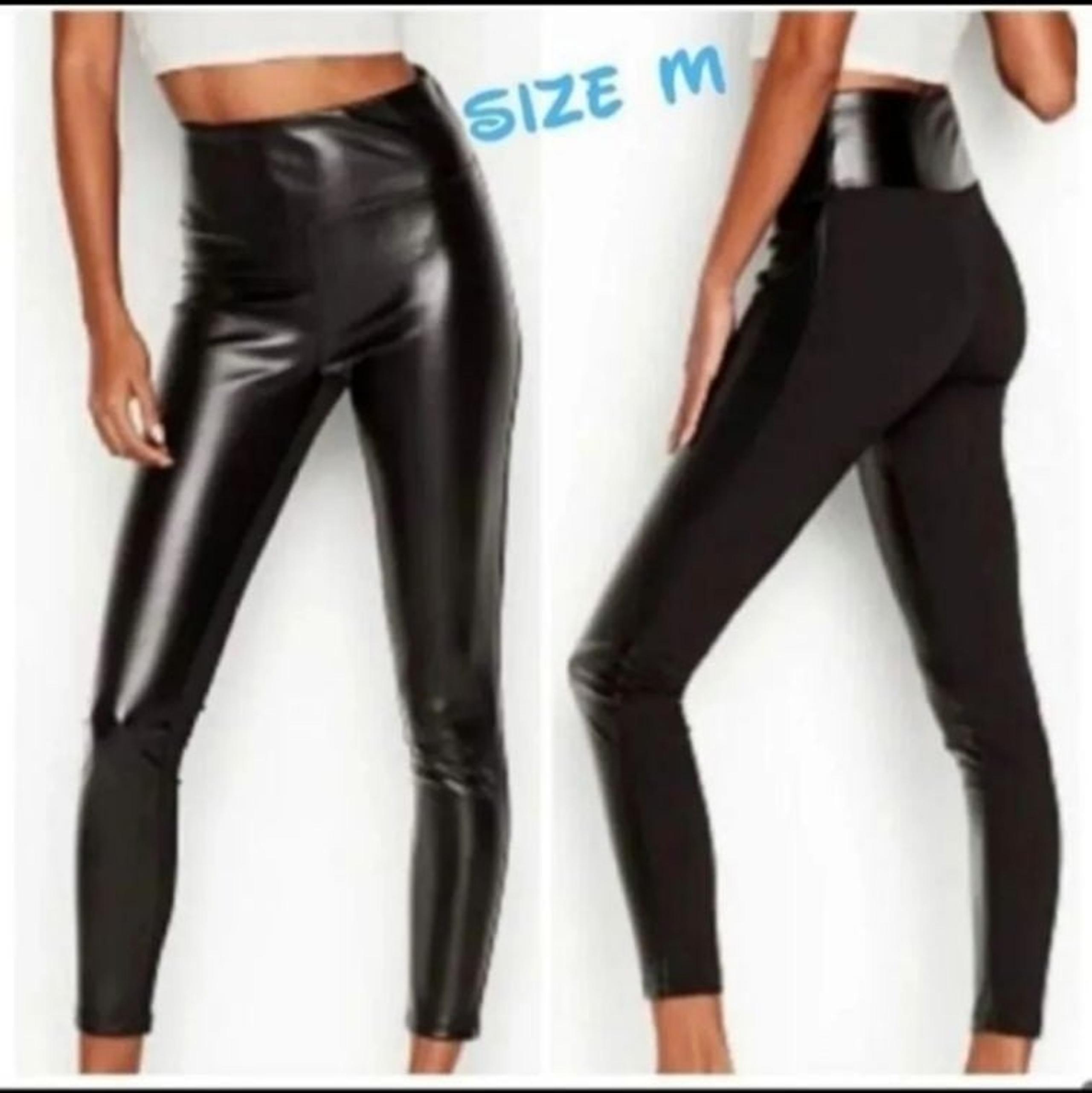 VS Pink M Faux Leather Leggings