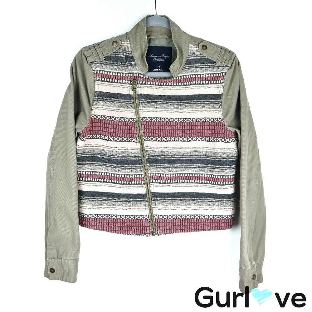 AEO Embroider Asymmetrical Cargo Jacket