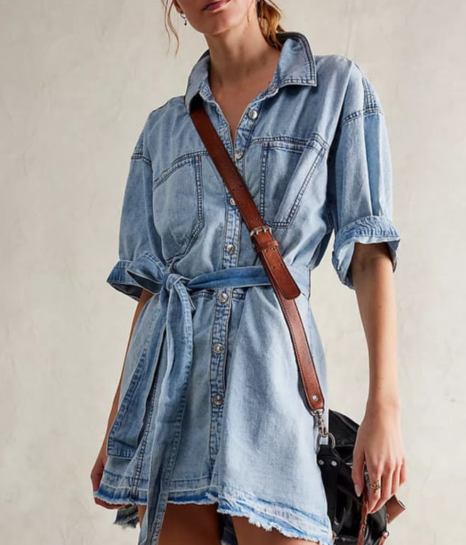 NWT Women’s WE THE FREE Jenny Denim Tunic dress in light indigo combo