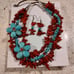 Genuine Navajo Crafted Necklace & Earrings. Sterling Silver, Coral & Turquoise
