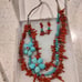 Genuine Navajo Crafted Necklace & Earrings. Sterling Silver, Coral & Turquoise