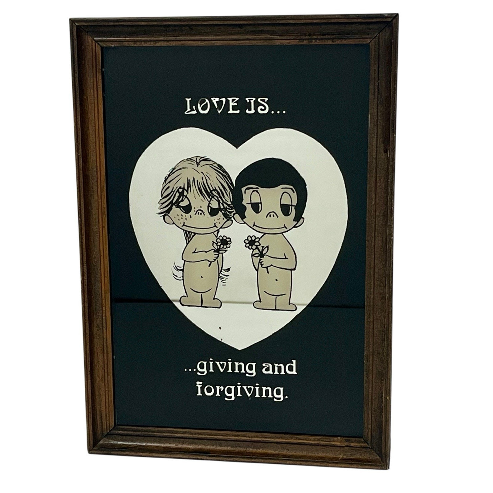 Vtg Kim Casali Love Is Giving & Forgiving Mirror 9.25x13.25 70s-80s Cartoon Art