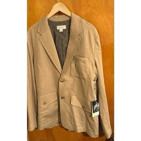 Tan Blazer Mens Medium Linen Blend Walker Hayes