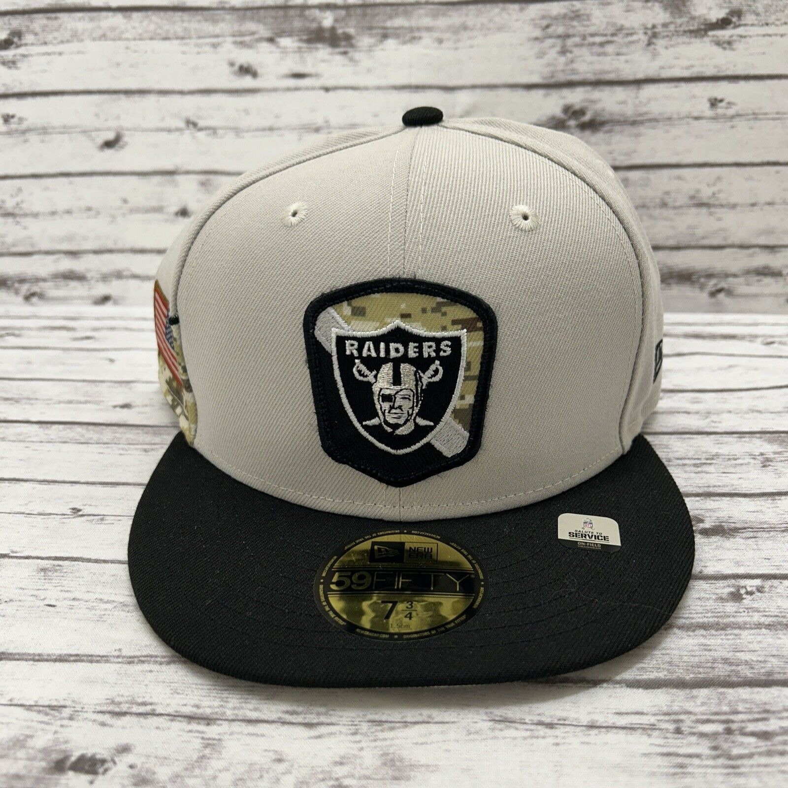 Las Vegas Raiders New Era 59Fifty Hat 7 3/4 Salute To Service On Field NFL NEW