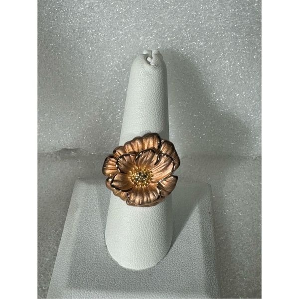 925 Dual Tone Poppy Flower Ring