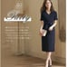 【Brand New】Tweed Jacket & Cashmere Wrap Dress Set Navy 4-piece Set