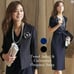 【Brand New】Tweed Jacket & Cashmere Wrap Dress Set Navy 4-piece Set