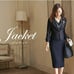 【Brand New】Tweed Jacket & Cashmere Wrap Dress Set Navy 4-piece Set