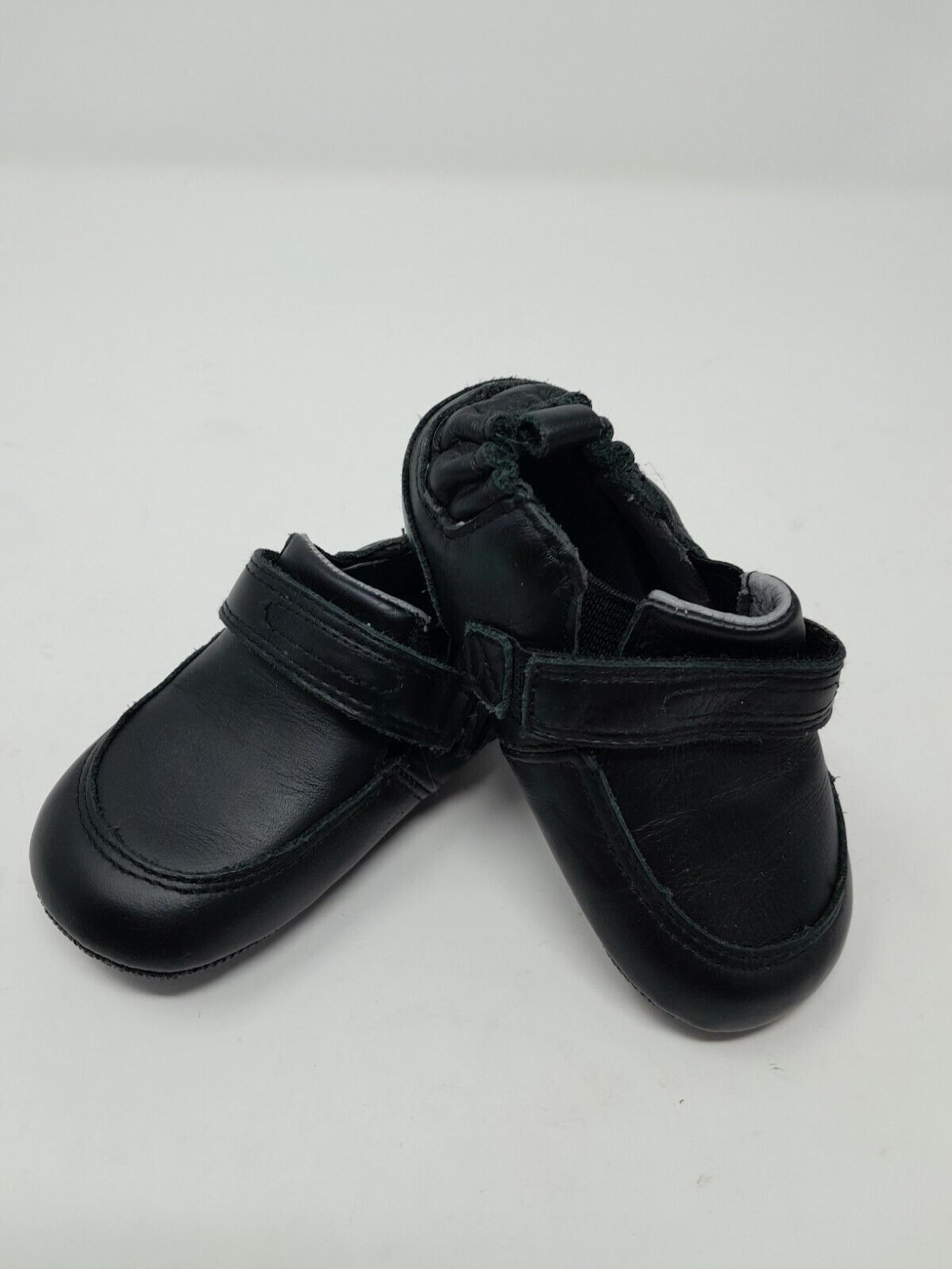 Robeez Robby Black Baby Boys Leather Crib Shoes Size 3