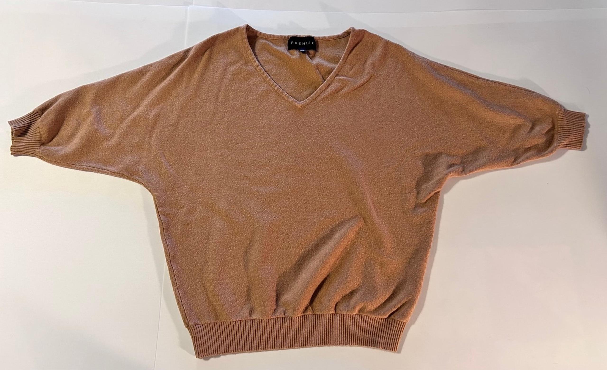 Premise V-Neck Short Sleeve Brown Sweater Size Extra Small