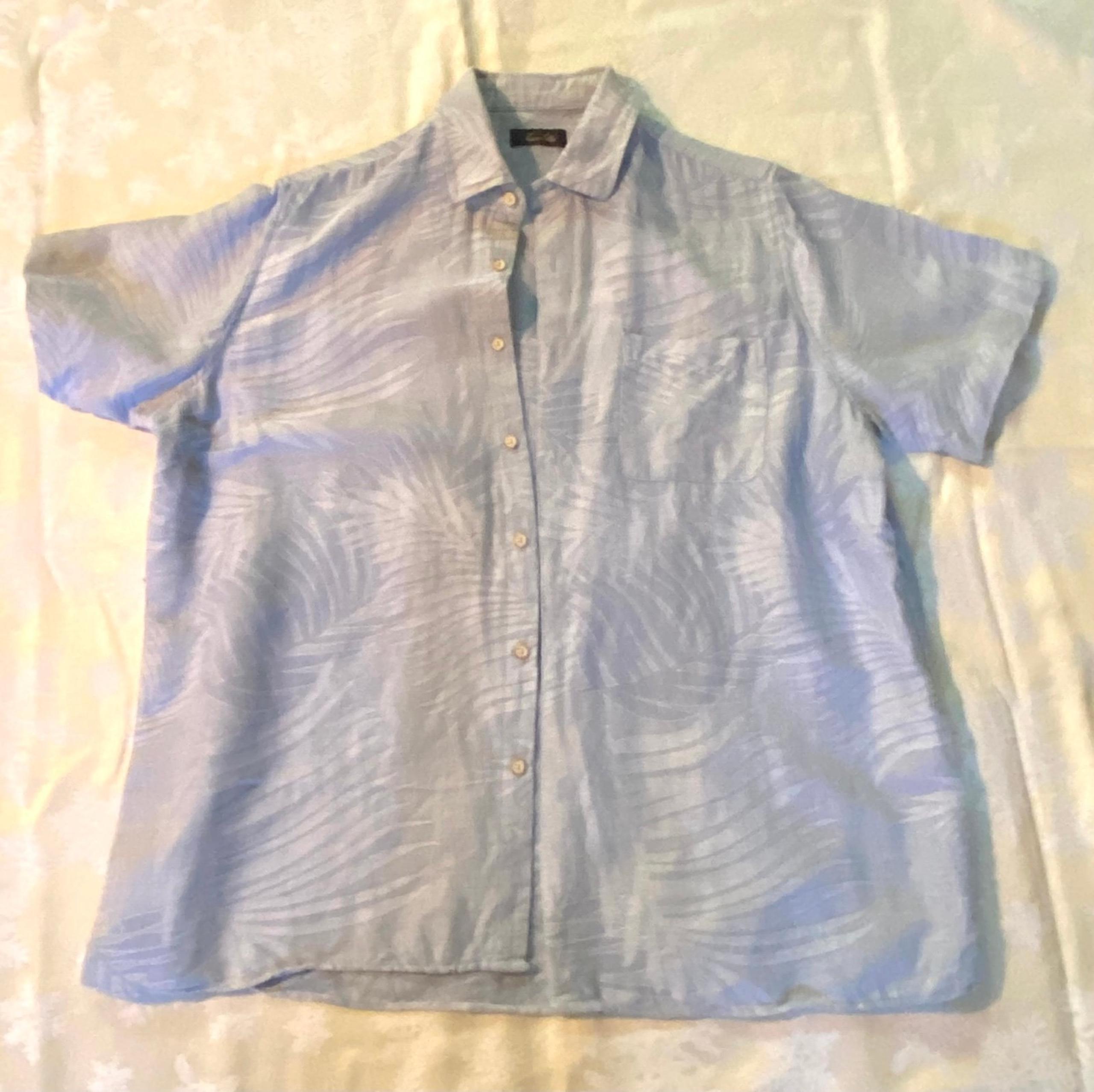 Men’s Short Sleeve Shirt, L Linen/Silk