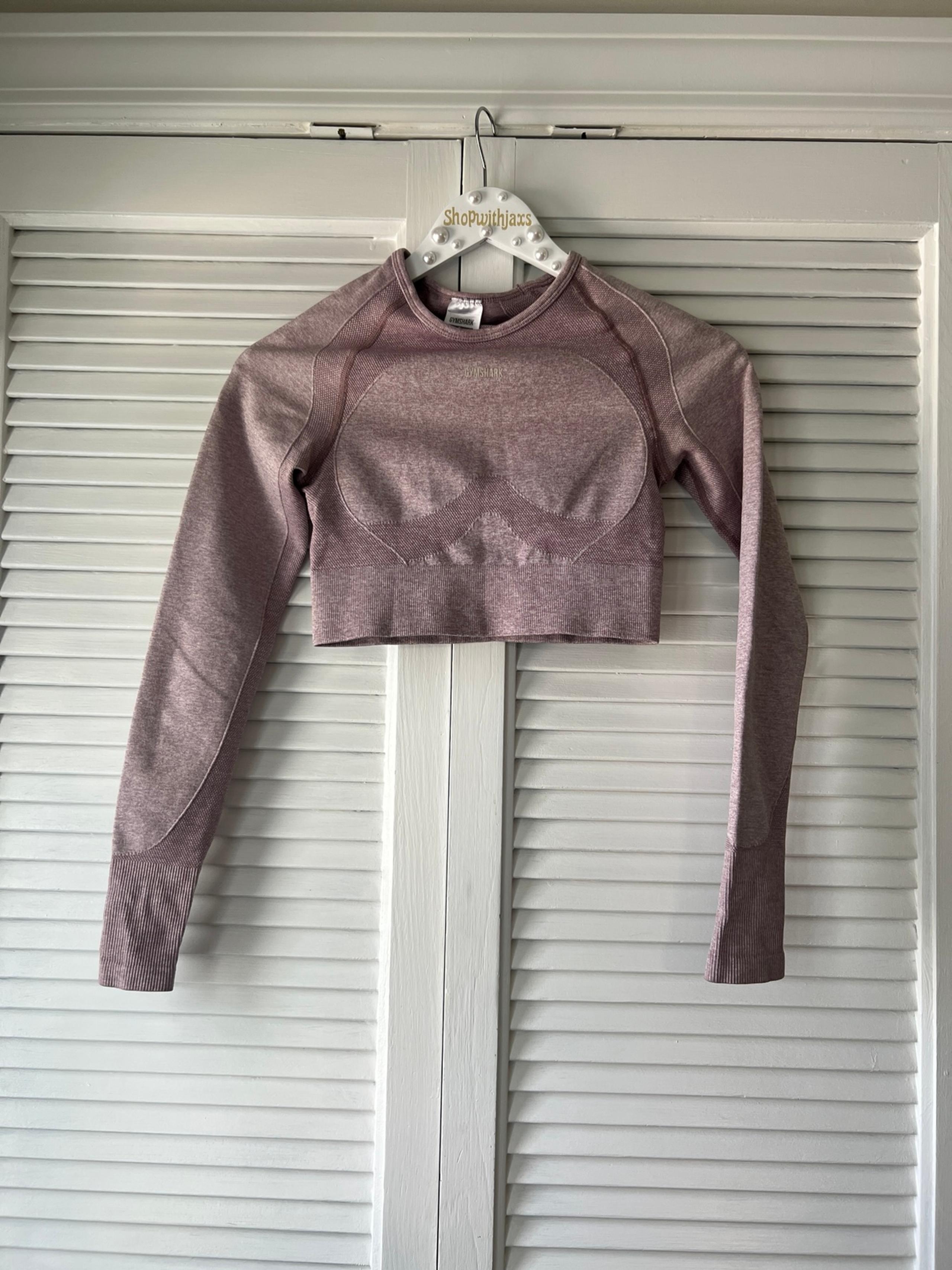 GYMSHARK Flex Sport Long Sleeve Crop Top woman’s small Purple Berry Athletic Top