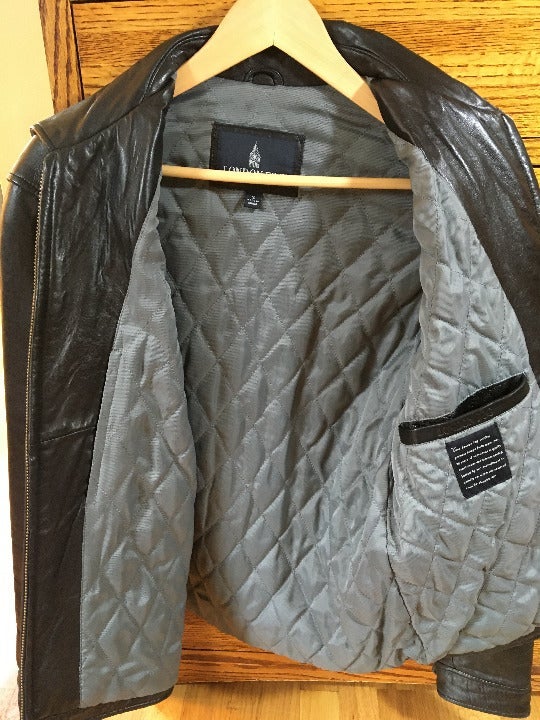 Black leather jacket, London Fog Trench