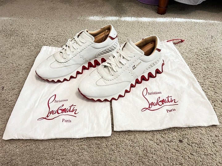 1795 Authentic CHRISTIAN LOUBOUTIN Made in ITALY White Leather Sneaker Sz.44