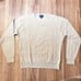 Alan Flusser Mens 100% Cashmere Cable Knit V-Neck Sweater Large Heathered Gray