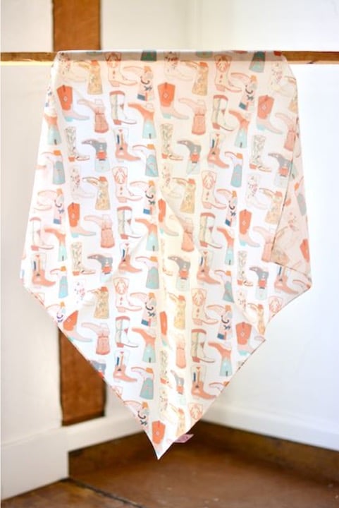 This Cowgirl Western Boot Print Scarf Bandana Silk Wild Rag