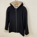 Vintage Sandro wool zip up jacket Sherpa hooded black cream coat 90s winter