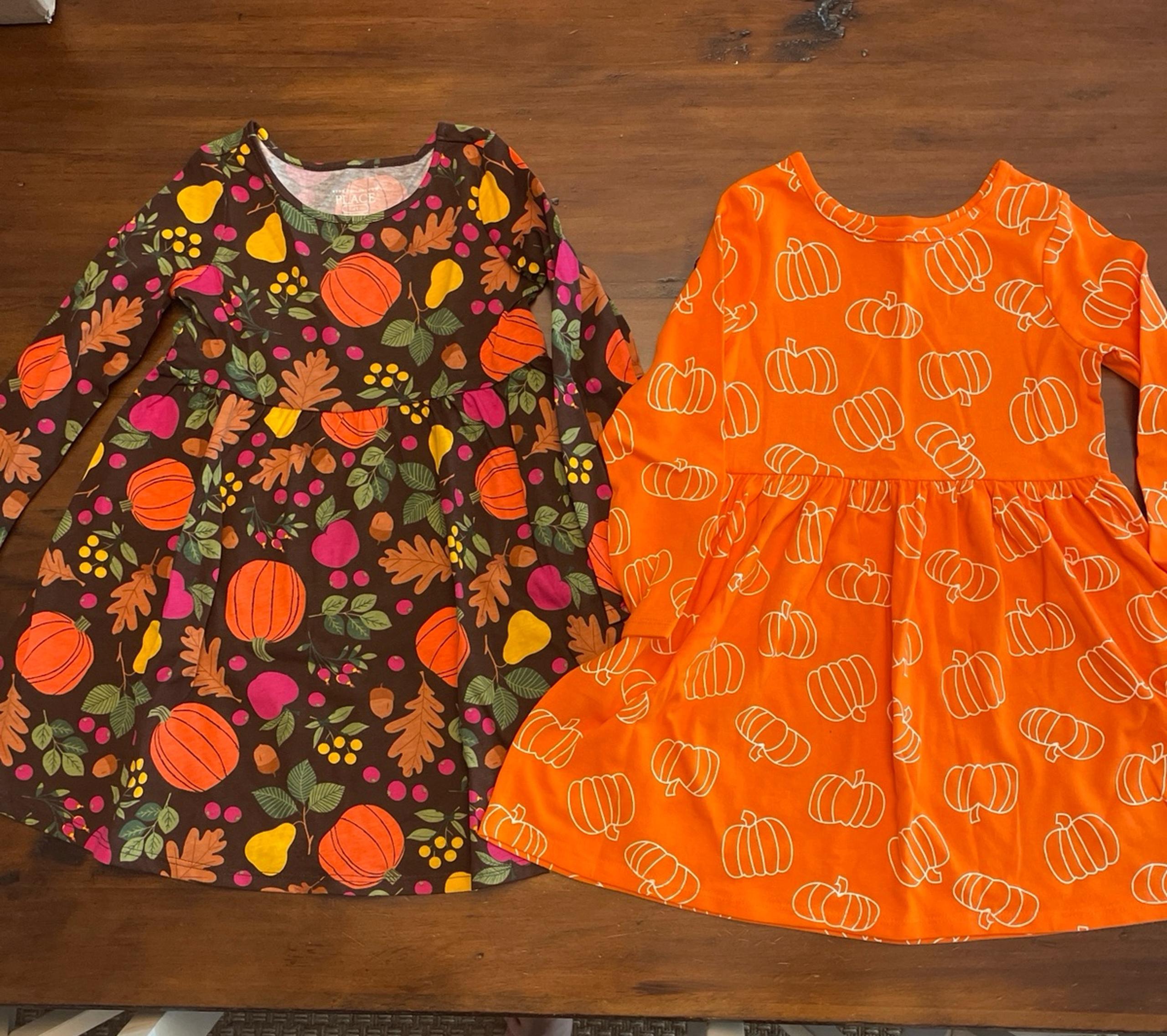 Girls Fall Pumpkin Dress Bundle Lot 4T