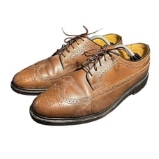 VTG FLORSHEIM IMPERIAL BROWN PEBBLED LEATHER WINGTIPS KENMOOR 11.5D