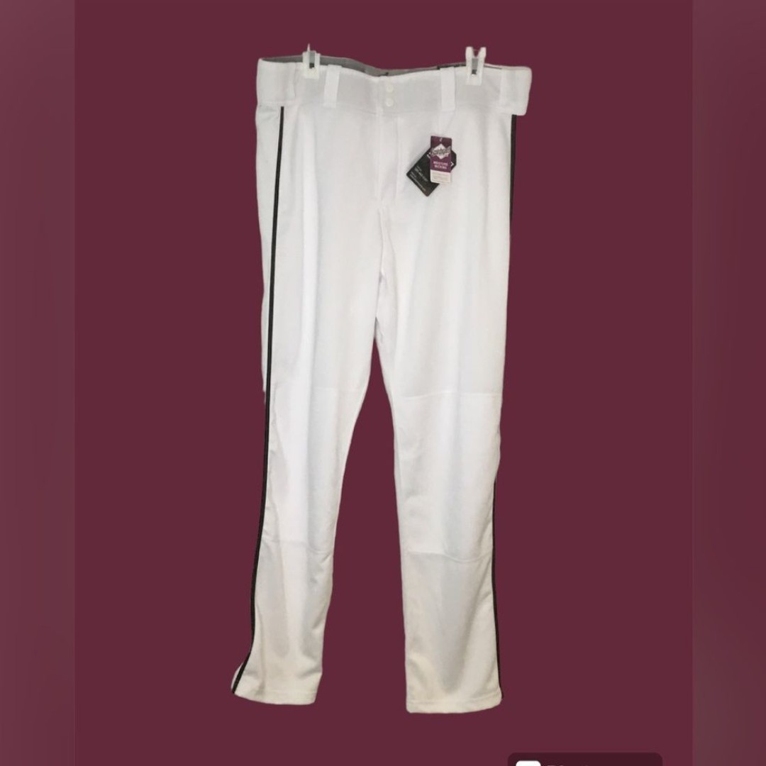 Smash It Sports- Men’s Baseball Pants- XL - White w/ Black Piping- NWT