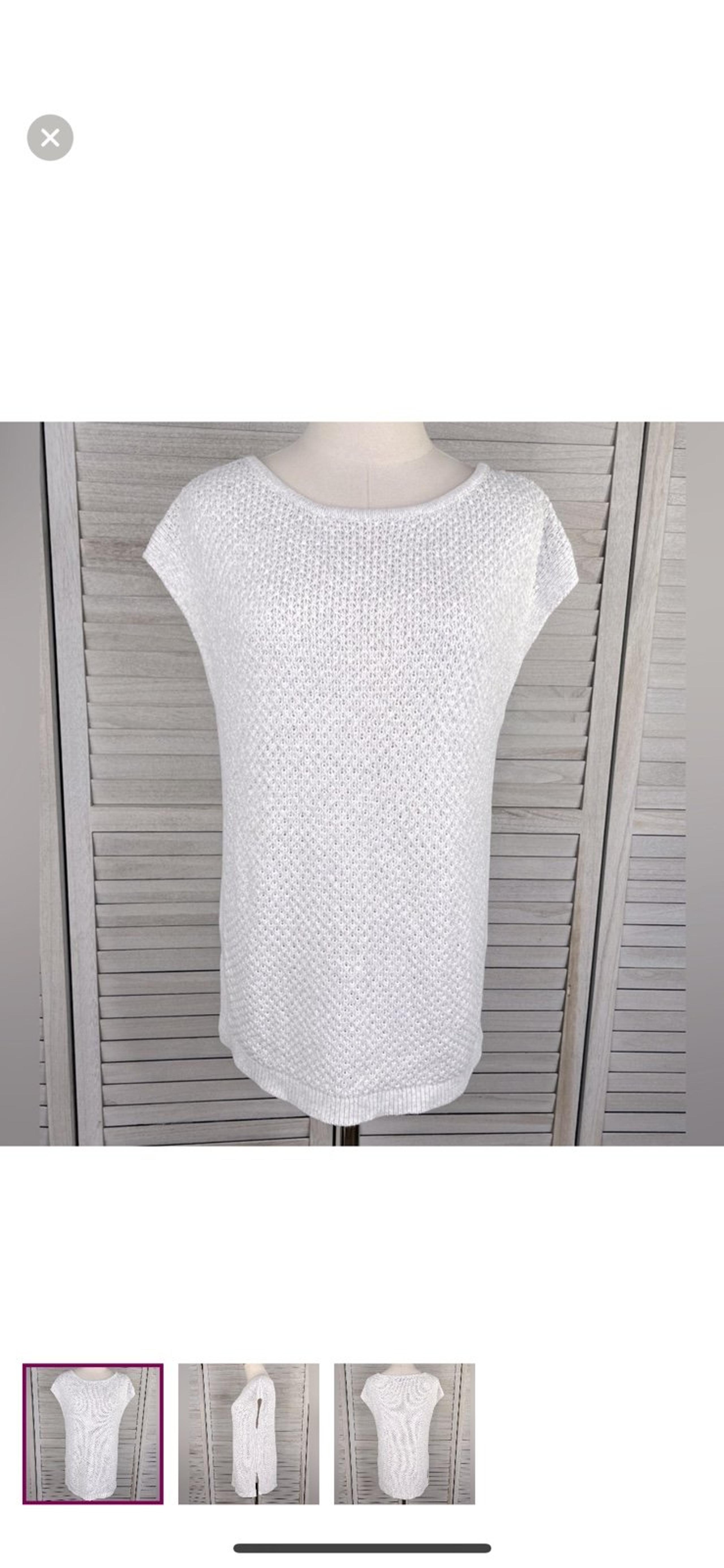 BANANA REPUBLIC Sleeveless Summer Weight Tunic Sweater White/Gray-Small
