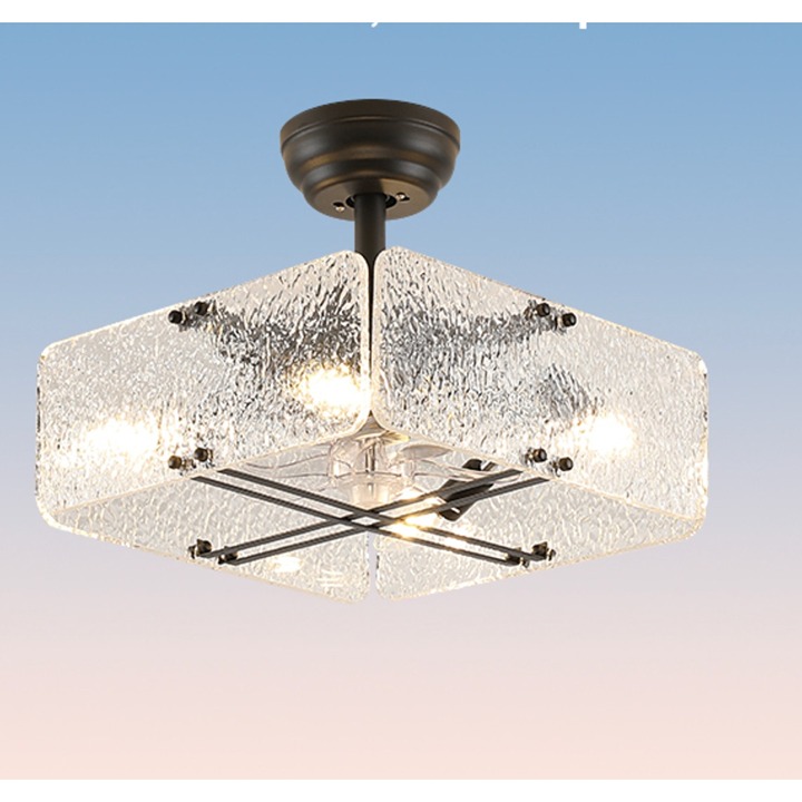ECOBRT 16” CLEAR & Black Farmhouse Ceiling Fan Light w/ Remote 6 Speed, 3 Colors